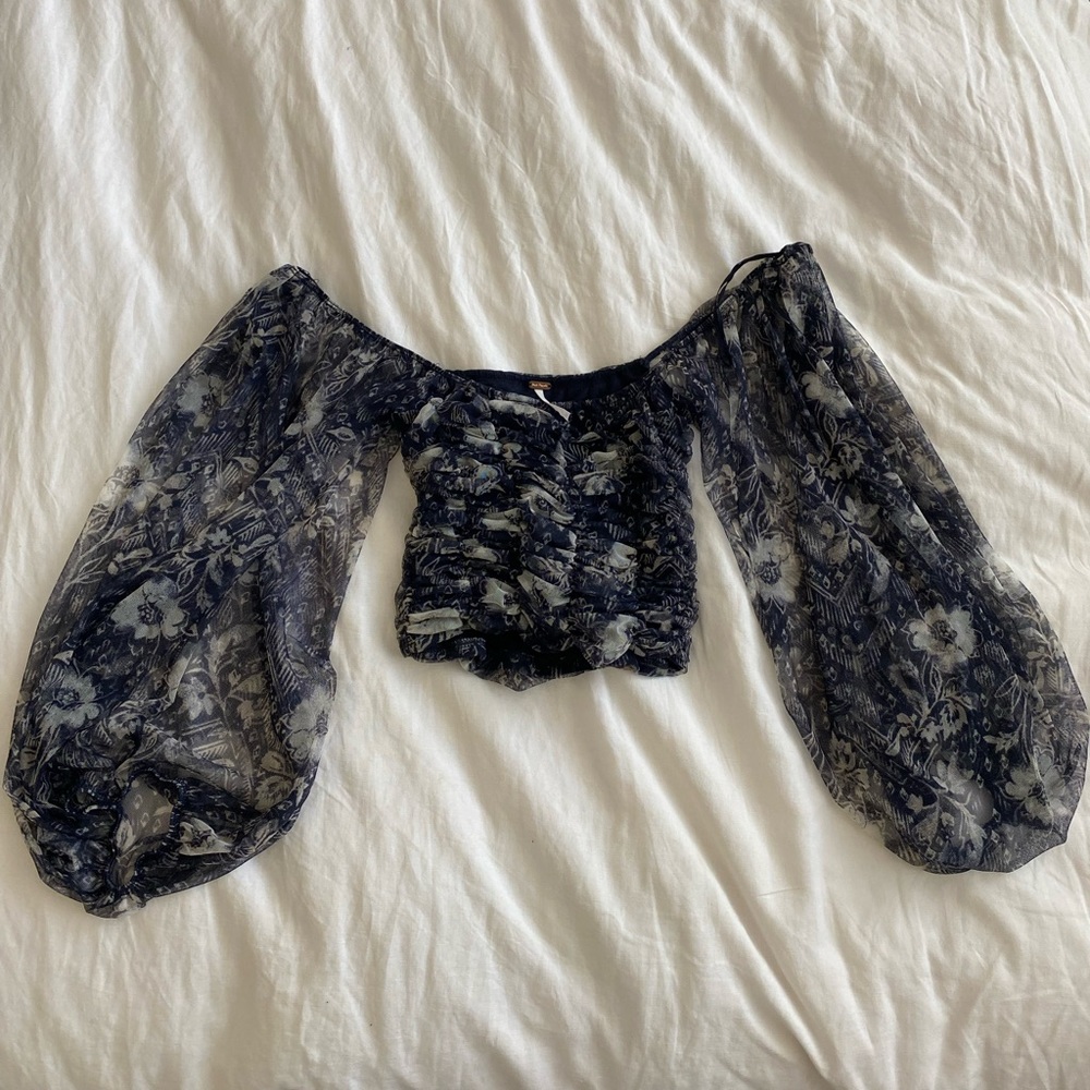 FREE PEOPLE Puff Sleeve Crop Top